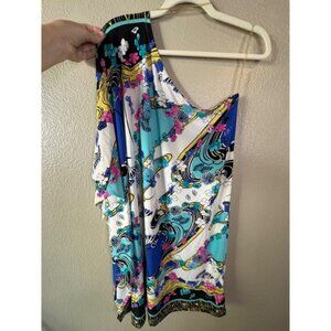 Cristina Love One-Shoulder Floral Print Dress Women's XL Colorful Boho Resortwea